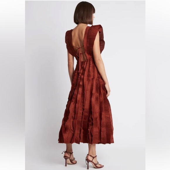 Aje Hybrid Pleated Ruffle Midi Dress Size 6 US / 10 AU - Picture 5 of 15